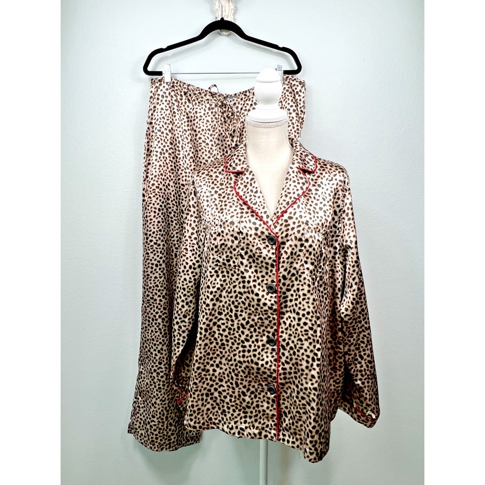 Chanteuse‎ Women's Pajama Set Plus Size 2X Lounge Sleep Leopard Print